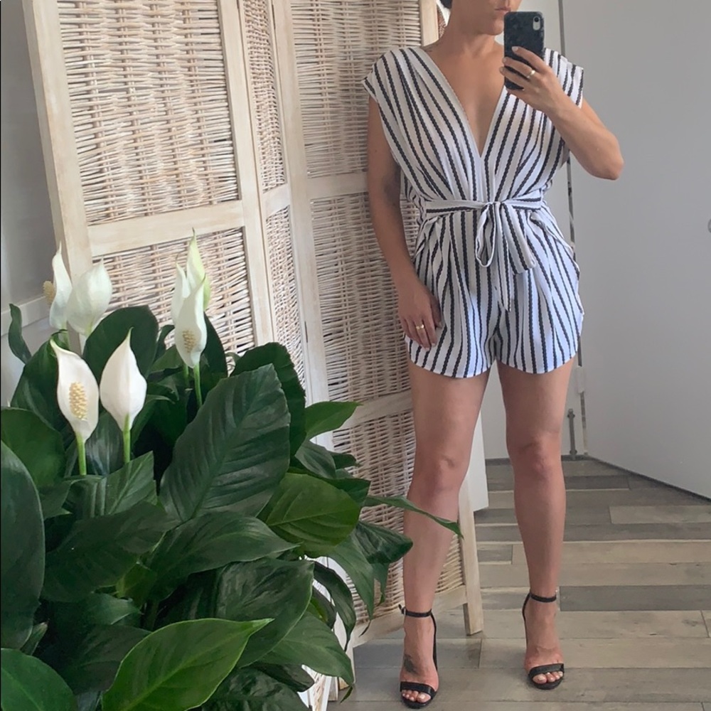 Stripe print romper